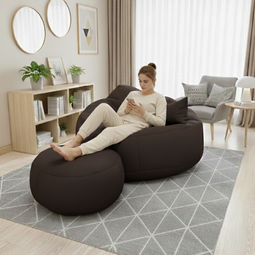 Luna Swift Giant Roll Xxl 3pcs Combo Bean Bag-Deep Brown