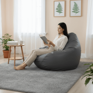 Faux Leather Xxxl Pear Shape Single Bean Bag-Ash