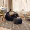 Fabrics Giant Roll Xxxl 3pcs Combo Bean Bag-Deep Grey/Coal Grey