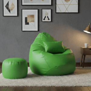 Faux Leather Xxxl Pear Shape 3pcs Combo Bean Bag-Green
