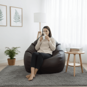 Faux Leather Xxxl Pear Shape Single Bean Bag-Deep Brown