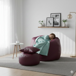 Faux Leather Xxxl Pumpkin Shape 3pcs Combo Bean Bag-Purple