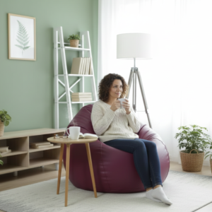 Faux Leather Xxxl Pumpkin Shape Single Bean Bag-Purple