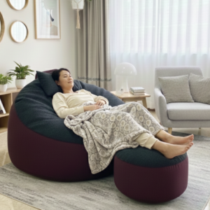 Fabrics Giant Roll Xxxl 3pcs Combo Bean Bag-Purple/Coal Grey