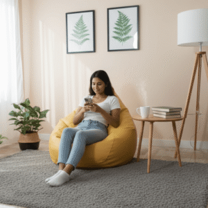 Faux Leather Xxxl Pear Shape Single Bean Bag-Yellow