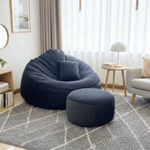 Fabrics Giant Roll Xxl 3pcs Combo Bean Bag-Deep Grey/Coal Grey