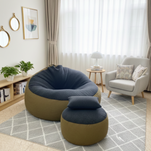 Fabrics Giant Roll Xxl 3pcs Combo Bean Bag-Old Gold/Coal Grey