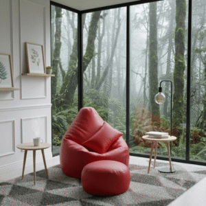 Faux Leather Xxl Pear Shape 3pcs Combo Bean Bag- Red