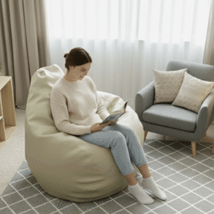 Faux Leather Xxxl Pear Shape Single Bean Bag-Off White