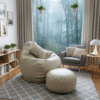 Faux Leather Xxl Pear Shape 3pcs Combo Bean Bag- Off White