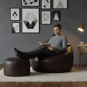 Faux Leather Xxxl Pear Shape 3pcs Combo Bean Bag-Deep Brown