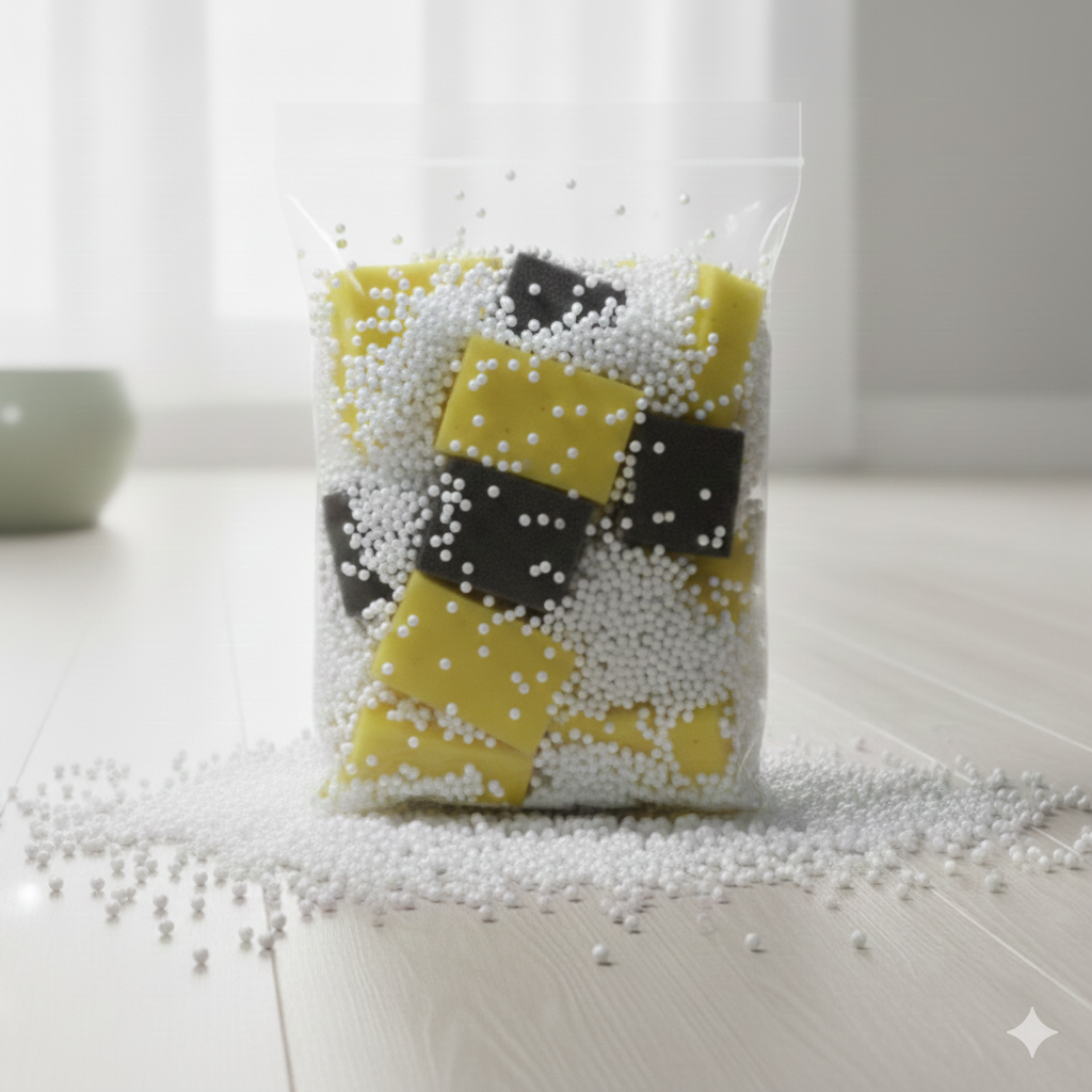 5 mm EPS Beans With Cube Cut Foam Mixed