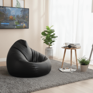 Faux Leather Xxxl Pear Shape Single Bean Bag-Black