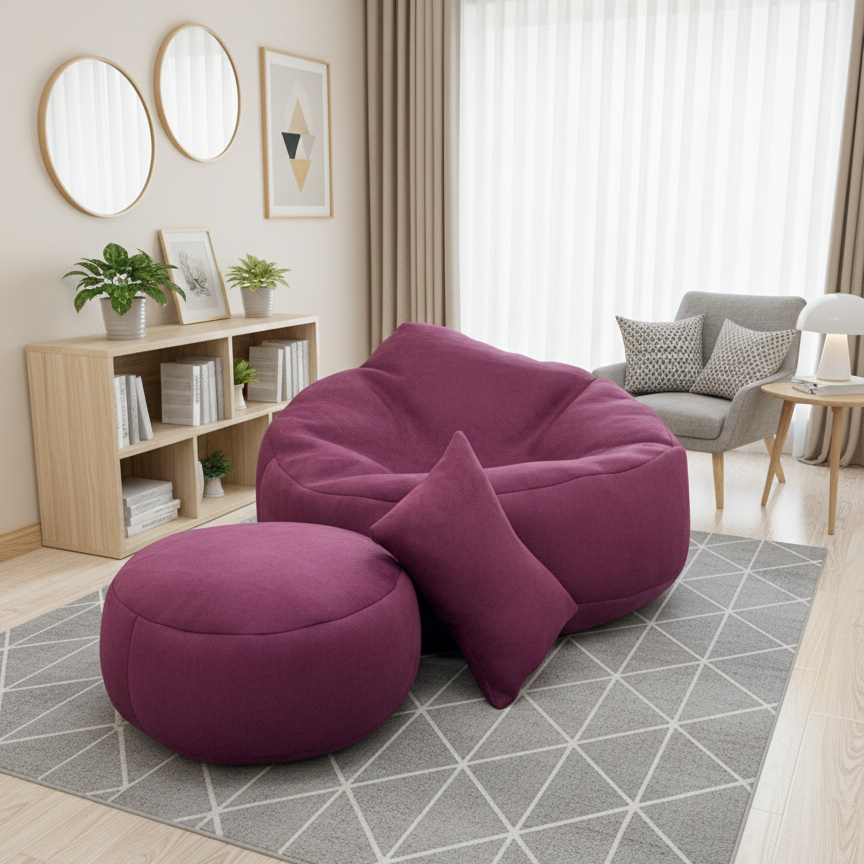 Luna Swift Giant Roll Xxxl 3pcs Combo Bean Bag-Maroon