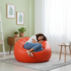 Faux Leather Xxxl Pumpkin Shape Single Bean Bag-Orange