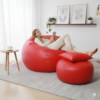 Faux Leather Xxxl Pumpkin Shape 3pcs Combo Bean Bag-Red