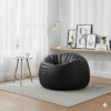 Faux Leather Xxl Pumpkin Shape Single Bean Bag-Black