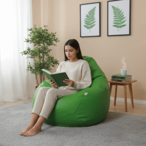 Faux Leather Xxxl Pear Shape Single Bean Bag-Green