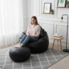 Faux Leather Xxl Pear Shape 3pcs Combo Bean Bag- Black