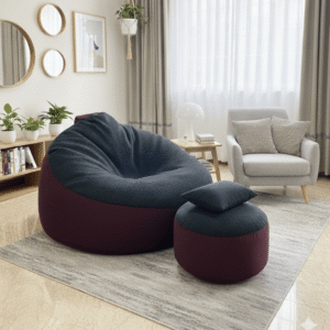 Fabrics Giant Roll Xxl 3pcs Combo Bean Bag-Purple/Coal Grey