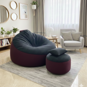 Fabrics Giant Roll Xxl 3pcs Combo Bean Bag-Purple/Coal Grey