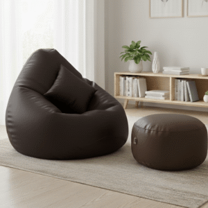 Faux Leather Xxxl Pear Shape 3pcs Combo Bean Bag-Deep Brown