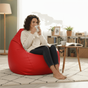 Faux Leather Xxl Pear Shape Single Bean Bag- Red
