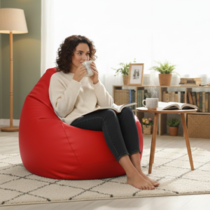 Faux Leather Xxl Pear Shape Single Bean Bag- Red