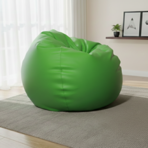 Faux Leather Xxl Pumpkin Shape Single Bean Bag-Green