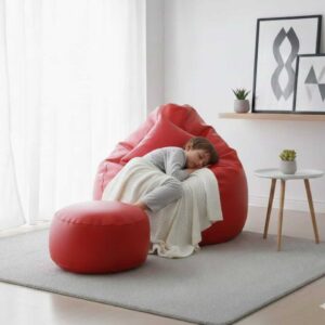 Faux Leather Xxxl Pear Shape 3pcs Combo Bean Bag-Red