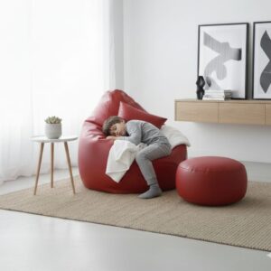 Faux Leather Xxxl Pear Shape 3pcs Combo Bean Bag-Maroon
