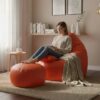 Faux Leather Xxxl Pear Shape 3pcs Combo Bean Bag-Orange