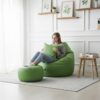 Faux Leather Xxl Pear Shape 3pcs Combo Bean Bag-Green