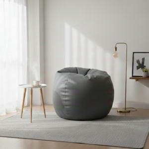 Faux Leather Xxl Pumpkin Shape Single Bean Bag-Ash