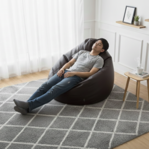 Faux Leather Xxl Pear Shape Single Bean Bag- Deep Brown