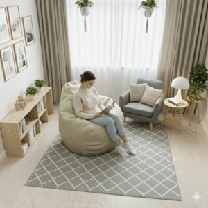 Faux Leather Xxl Pear Shape Single Bean Bag-Off White