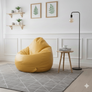 Faux Leather Xxl Pear Shape Single Bean Bag-Yellow
