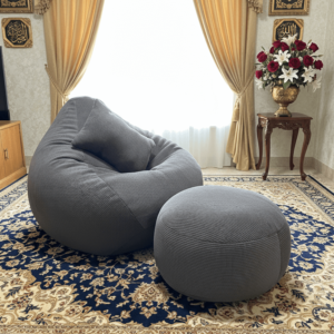 Corduroy Fabrics Xxl Pear Shape 3pcs Combo Bean Bag-Light Grey