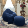 Corduroy Fabrics Xxl Pear Shape 3pcs Combo Bean Bag-Navy Blue