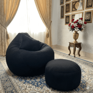 Corduroy Fabrics Xxl Pear Shape 3pcs Combo Bean Bag-Black