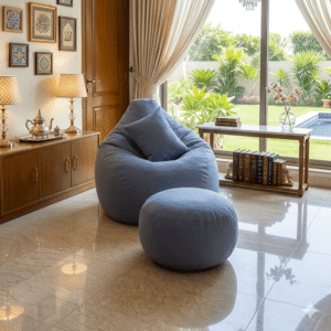 CBC Cotton Xxl Pear Shape 3pcs Combo Bean Bag-Sky Blue