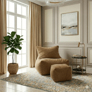 Cord Fabrics Lounger Bean Bag-Beige