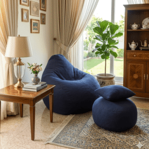 CBC Cotton Xxl Pear Shape 3pcs Combo Bean Bag-Navy Blue