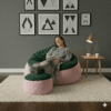 Fabrics Giant Roll Xxxl 3pcs Combo Bean Bag-Bottle Green/Pink