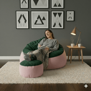Fabrics Giant Roll Xxxl 3pcs Combo Bean Bag-Bottle Green/Pink