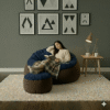Fabrics Giant Roll Xxxl 3pcs Combo Bean Bag-Navy Blue/Deep Brown