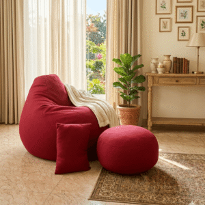 CBC Cotton Xxl Pear Shape 3pcs Combo Bean Bag-Red