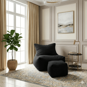 Cord Fabrics Lounger Bean Bag-Black