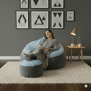Fabrics Giant Roll Xxxl 3pcs Combo Bean Bag-Grey Sky