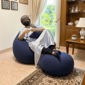 CBC Cotton Xxl Pear Shape 3pcs Combo Bean Bag-Navy Blue